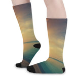 Sunrise Beach Print Long Socks