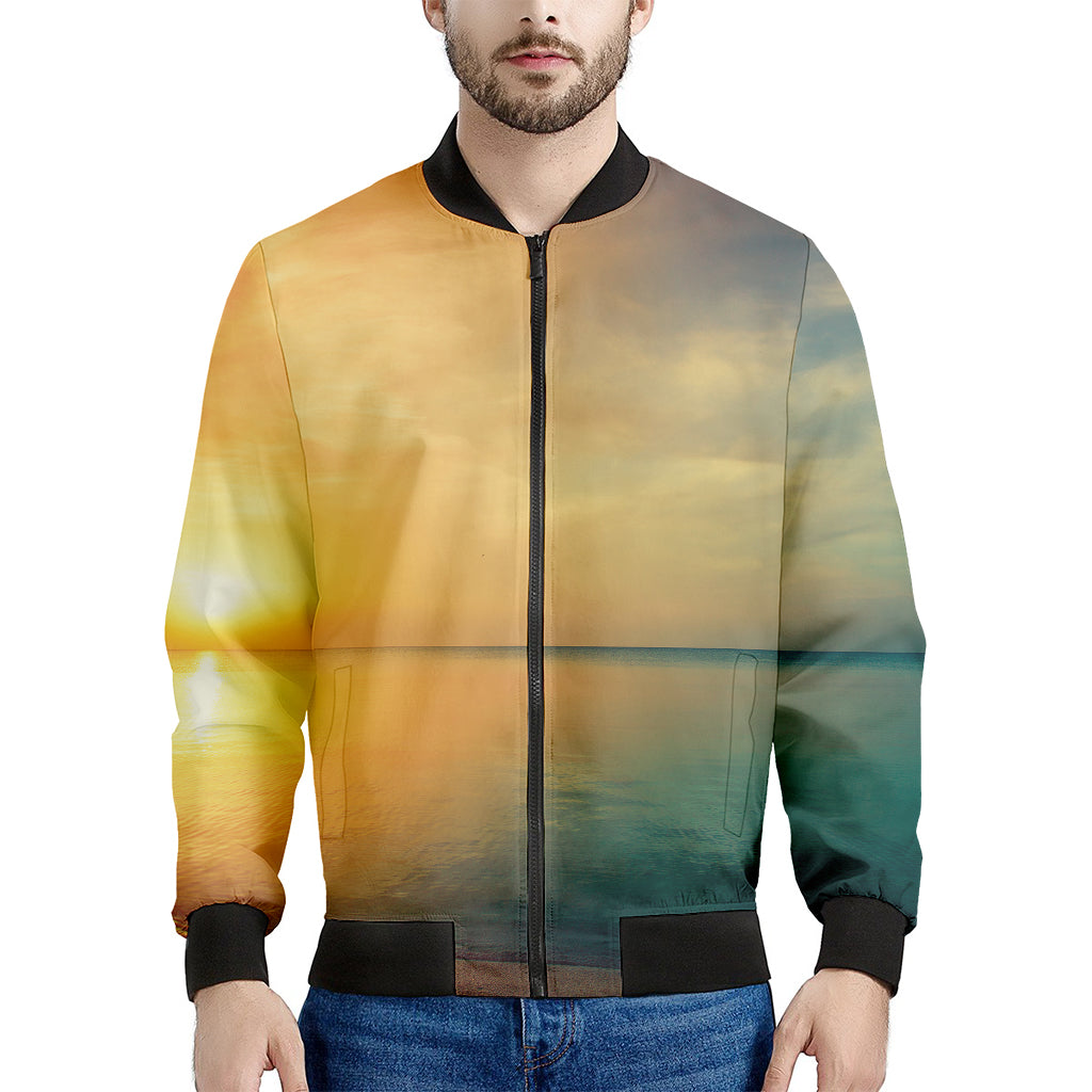 Sunrise Beach Print Men's Bomber Jacket