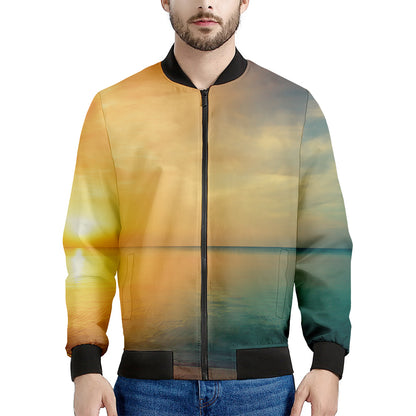 Sunrise Beach Print Men's Bomber Jacket