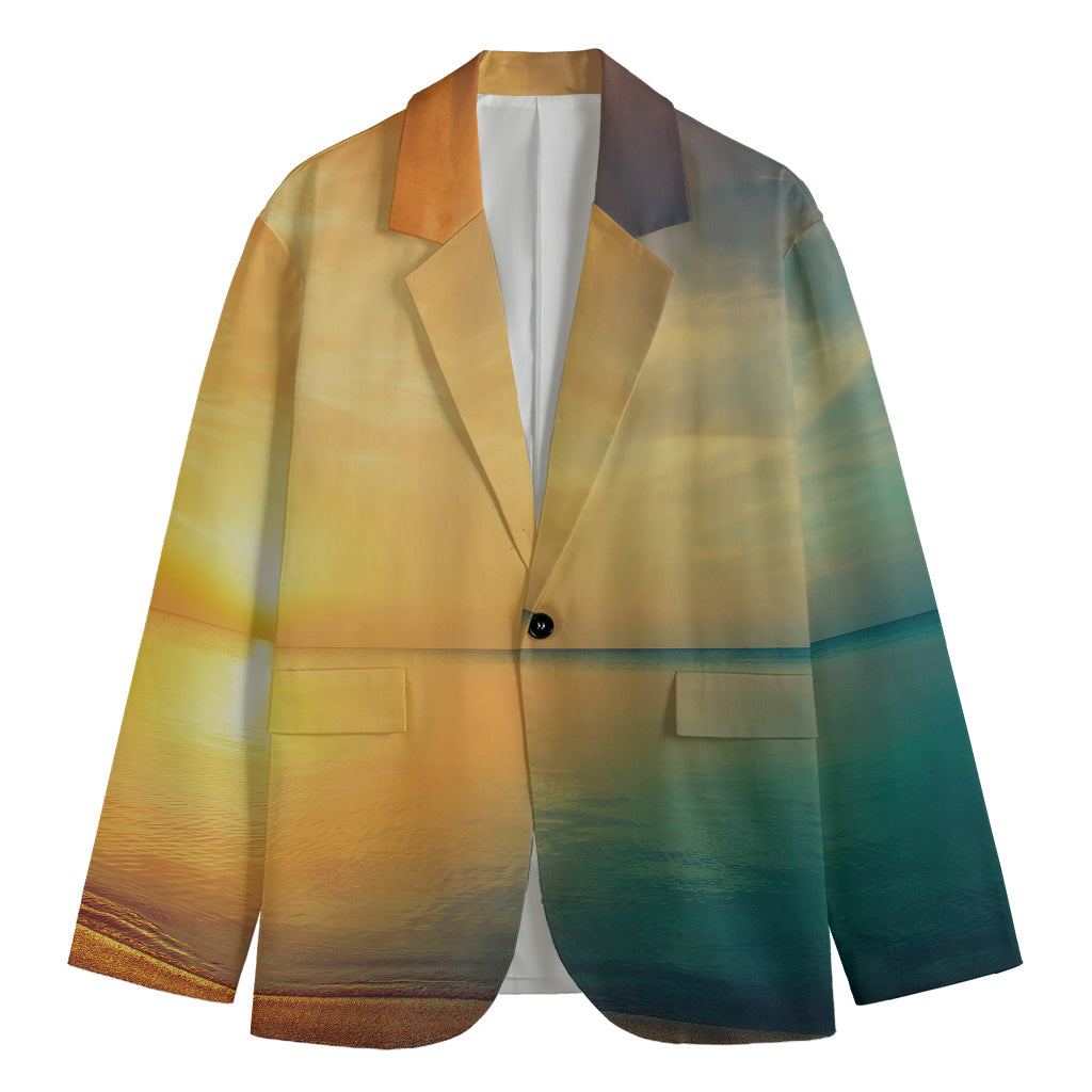 Sunrise Beach Print Men's Cotton Blazer