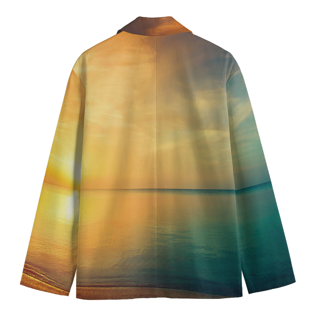 Sunrise Beach Print Men's Cotton Blazer