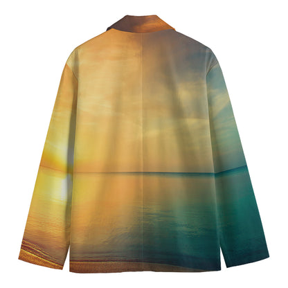 Sunrise Beach Print Men's Cotton Blazer
