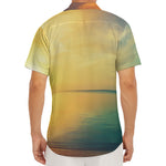 Sunrise Beach Print Men's Deep V-Neck Shirt