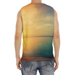 Sunrise Beach Print Men's Fitness Tank Top