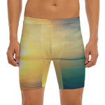 Sunrise Beach Print Men's Long Boxer Briefs