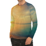 Sunrise Beach Print Men's Long Sleeve Rash Guard