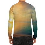Sunrise Beach Print Men's Long Sleeve Rash Guard