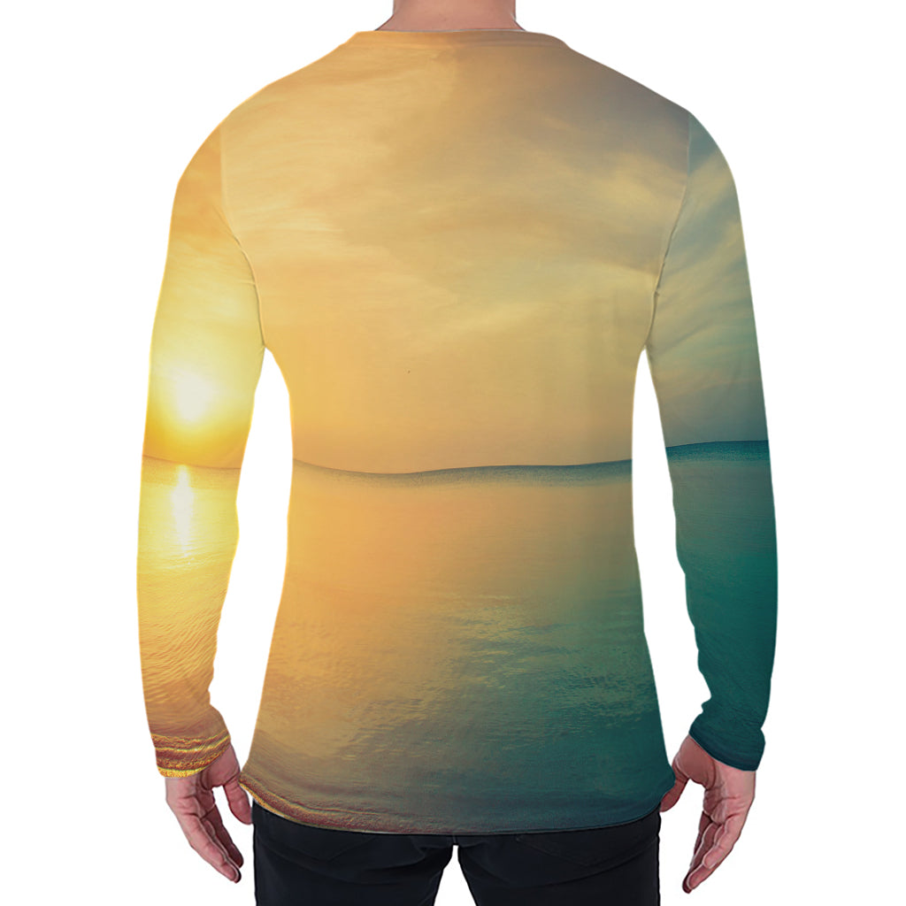 Sunrise Beach Print Men's Long Sleeve T-Shirt