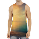 Sunrise Beach Print Men's Muscle Tank Top