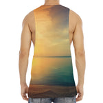 Sunrise Beach Print Men's Muscle Tank Top