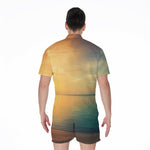 Sunrise Beach Print Men's Rompers