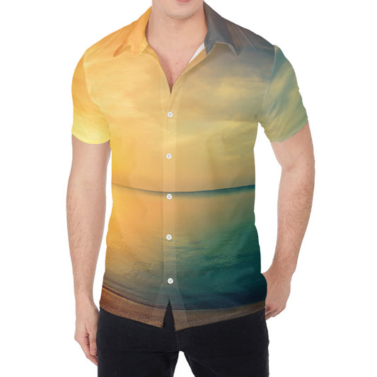 Sunrise Beach Print Men's Shirt
