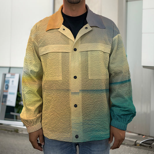 Sunrise Beach Print Men's Shirt Jacket
