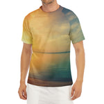 Sunrise Beach Print Men's Short Sleeve Rash Guard