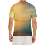 Sunrise Beach Print Men's Short Sleeve Rash Guard