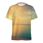Sunrise Beach Print Men's Sports T-Shirt