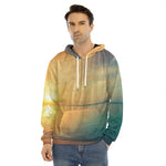 Sunrise Beach Print Men's Velvet Pullover Hoodie