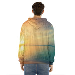 Sunrise Beach Print Men's Velvet Pullover Hoodie