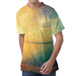 Sunrise Beach Print Men's Velvet T-Shirt