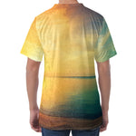 Sunrise Beach Print Men's Velvet T-Shirt