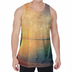 Sunrise Beach Print Men's Velvet Tank Top