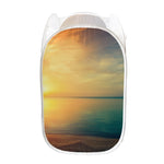 Sunrise Beach Print Mesh Laundry Hamper