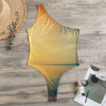 Sunrise Beach Print One Shoulder Bodysuit