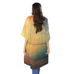 Sunrise Beach Print Open Front Beach Cover Up
