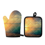 Sunrise Beach Print Oven Mitt And Pot Holder Set