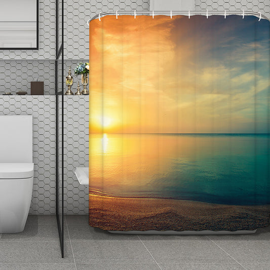 Sunrise Beach Print Polyester Shower Curtain