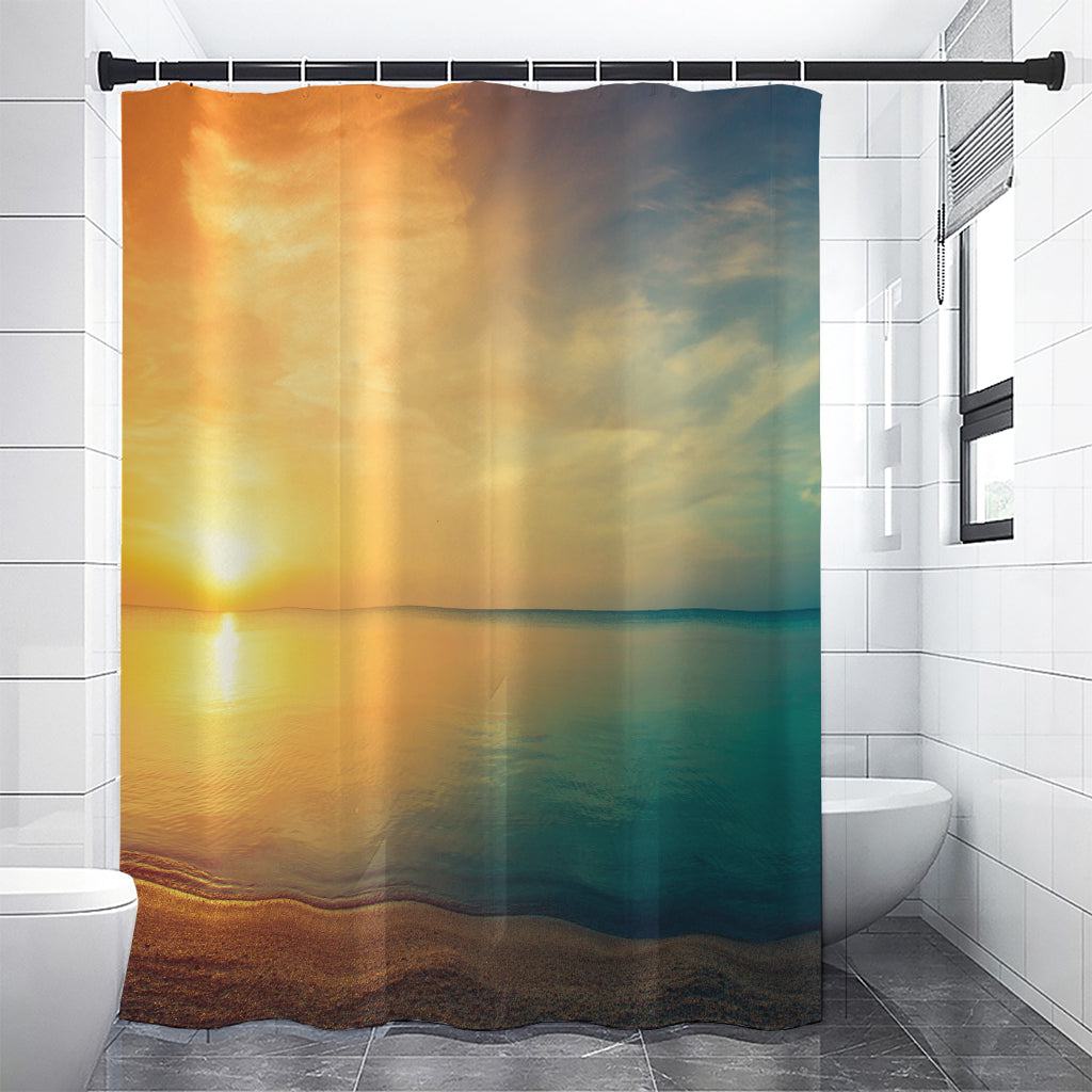 Sunrise Beach Print Premium Shower Curtain