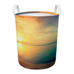 Sunrise Beach Print Round Laundry Basket