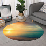 Sunrise Beach Print Round Rug