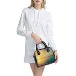 Sunrise Beach Print Shoulder Handbag
