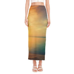 Sunrise Beach Print Side Slit Maxi Skirt