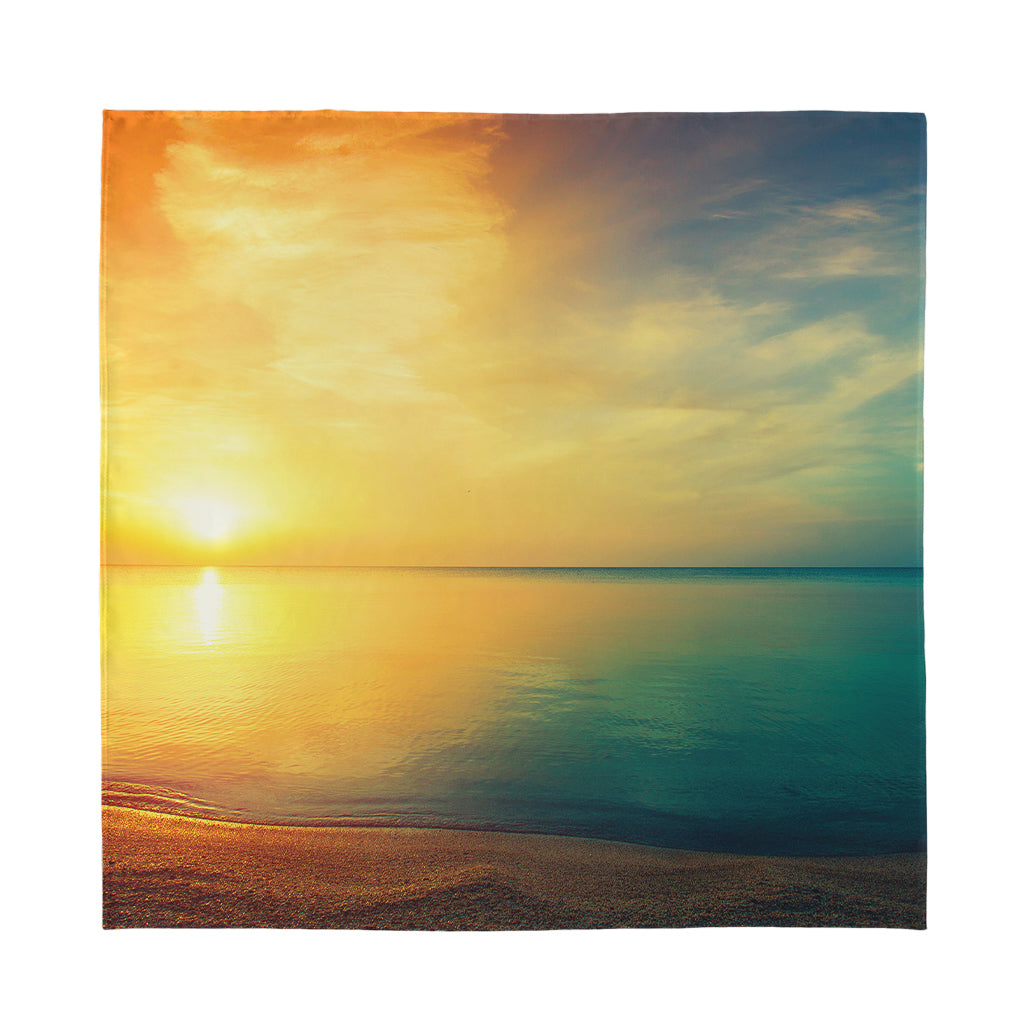 Sunrise Beach Print Silk Bandana