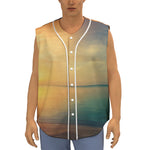 Sunrise Beach Print Sleeveless Baseball Jersey