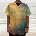 Sunrise Beach Print Textured Short Sleeve Shirt
