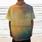 Sunrise Beach Print Textured Short Sleeve Shirt