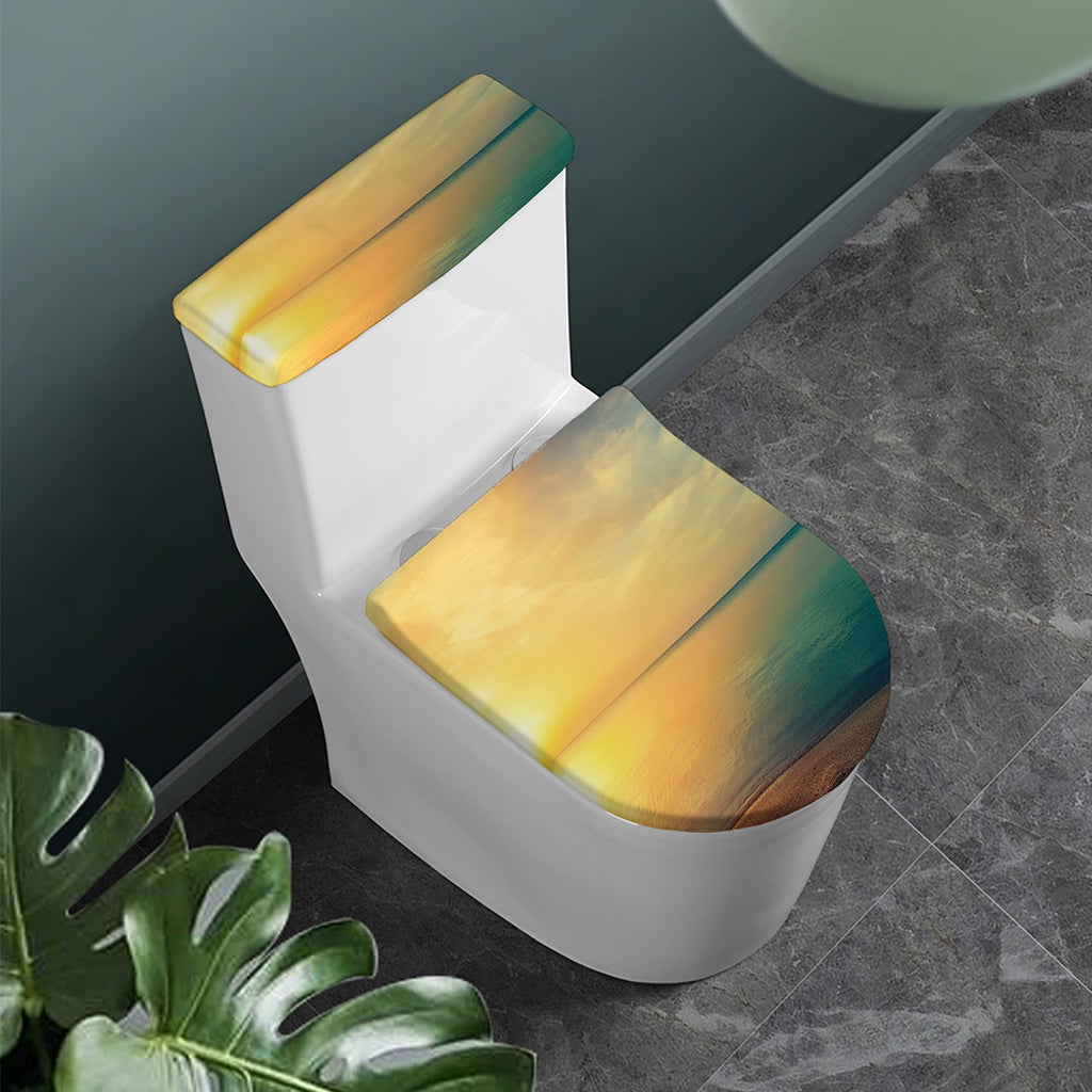 Sunrise Beach Print Toilet Lid And Tank Cover Set