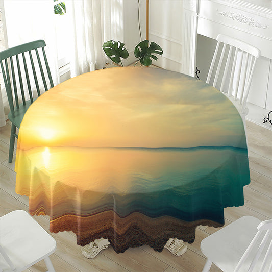 Sunrise Beach Print Waterproof Round Tablecloth