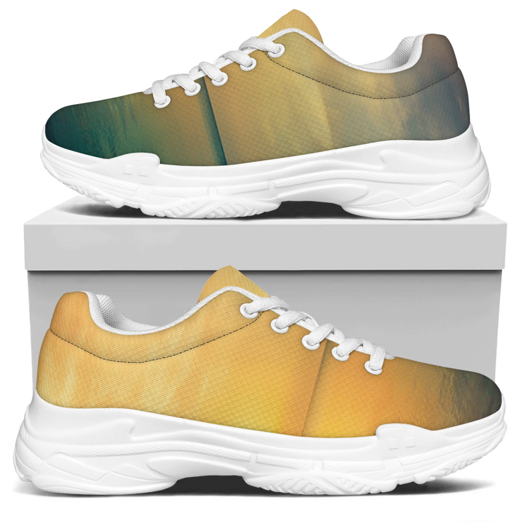 Sunrise Beach Print White Chunky Shoes