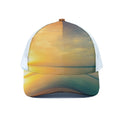 Sunrise Beach Print White Mesh Trucker Hat