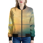 Sunrise Beach Print Women's Bomber Jacket