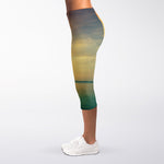 Sunrise Beach Print Women's Capri Leggings
