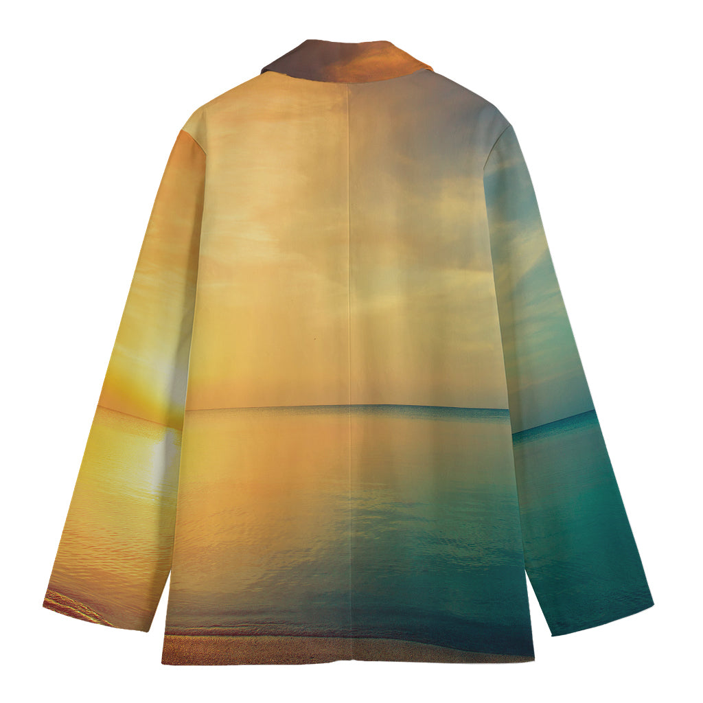 Sunrise Beach Print Women's Cotton Blazer