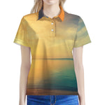 Sunrise Beach Print Women's Polo Shirt