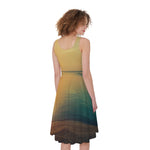 Sunrise Beach Print Women's Sleeveless Dress