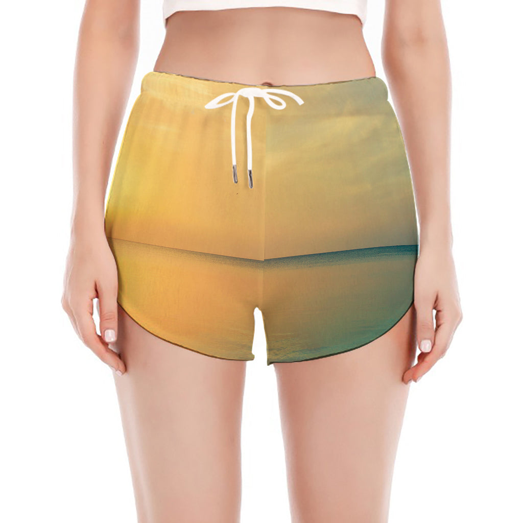 Sunrise Beach Print Women's Split Running Shorts