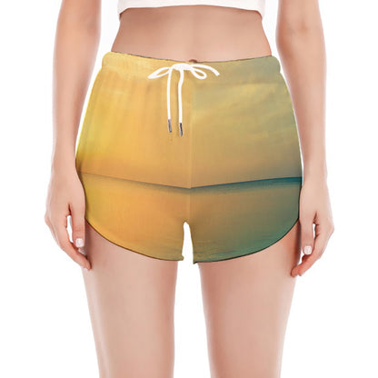 Sunrise Beach Print Women's Split Running Shorts